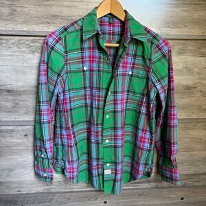 LRL Lauren Ralph Lauren Pink Green Plaid Classic Button Down Shirt women's S